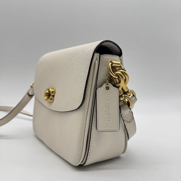 COACH Cassie 19 pebbled leather top handle small crossbody bag - White - Picture 8 of 14